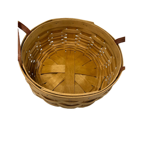 2003 Longaberger Darning Basket w/Fruit Liner & Divided Protector 10"RD x 4"H - Picture 3 of 4